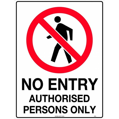 "NO ENTRY AUTHORISED PERSONS ONLY" Sign - 300 x 225mm - Metal