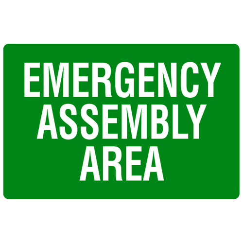 "EMERGENBY ASSEMBLY AREA" Sign - 300 x 225mm - Metal