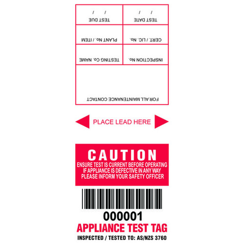 ETG - Electrical test and Tags Red