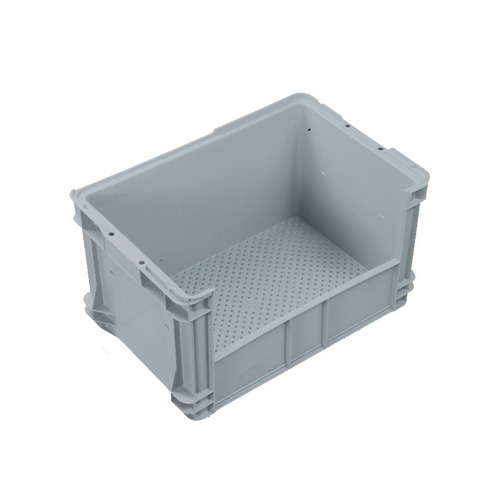 50L Plastic Crate Side Access  Mesh 580 X 385 X 320mm - Grey