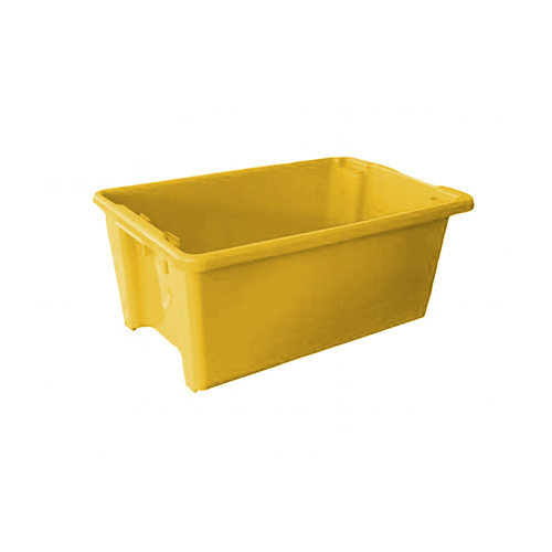 52L Plastic Crate Stack & Nest Container 645 X 413 X 276mm - Yellow