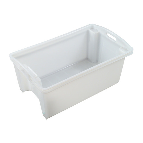 54L Plastic Crate Stack and Nest - Holes 711 X 438 X 283mm - White