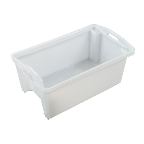 54L Plastic Fish Crate Stack and Nest - Solid 711 X 438 X 283mm - White