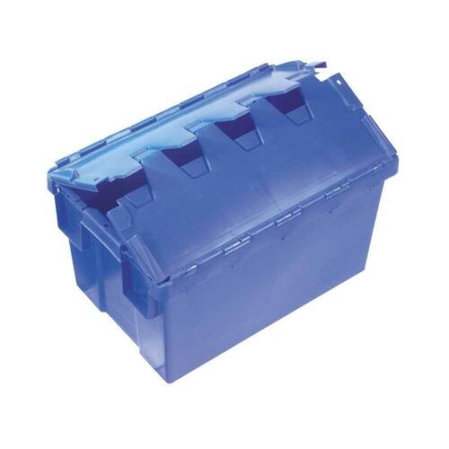 50L Plastic Crate Security  With Lid 580 X 380 X 325Mm IH3011 [Select Delivery Location: VIC, NSW, QLD]