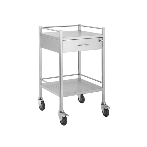 Stainless Steel Medical Trolley - Square with 1 Drawer  [Delivery: VIC, NSW, QLD]