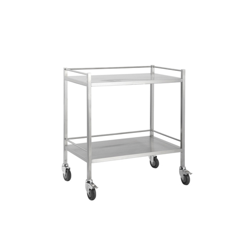 Stainless Steel Medical Trolley - Rectangle with Rails  [Delivery: VIC, NSW, QLD]