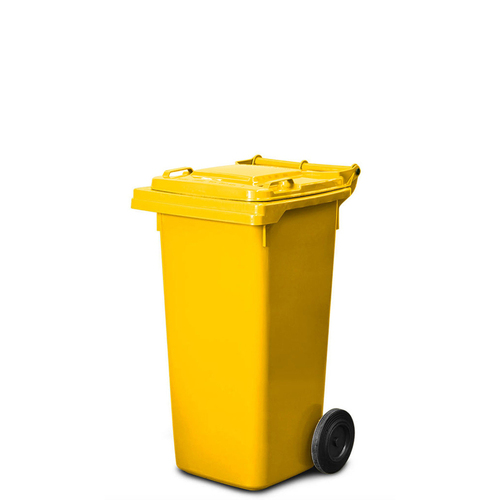 80L Plastic Wheelie Bin - Yellow