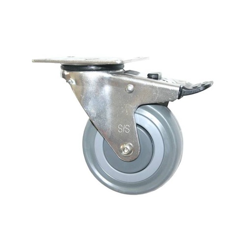 140kg Rated M Stainless Steel Series Castor - 100mm - Swivel With Brake
