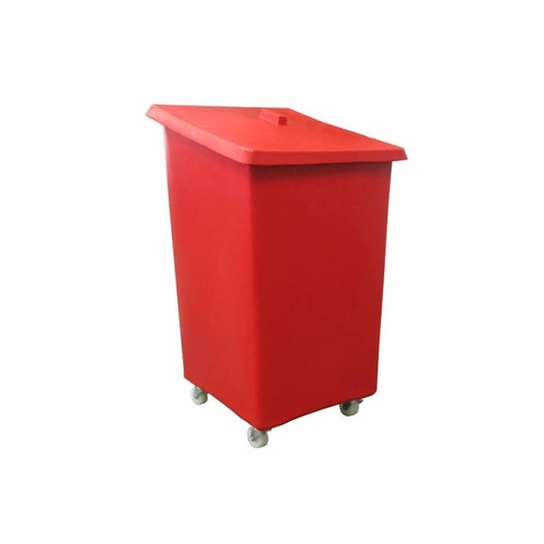 85L Plastic Bin Container With Castors - Red