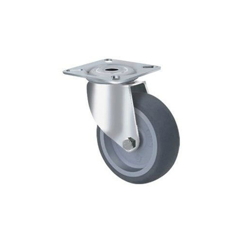 75kg Rated Grey Rubber Castor - 100mm - Swivel Plate