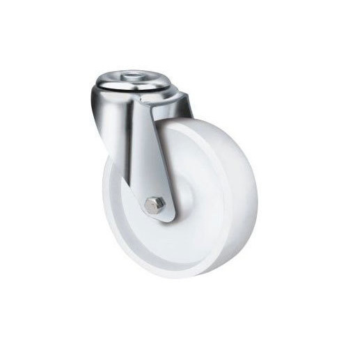 210kg Rated White Nylon Castor - 125mm - Bolt Hole