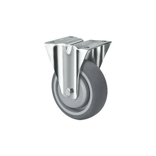 150kg Rated Grey Rubber Castor - 100mm - Fixed