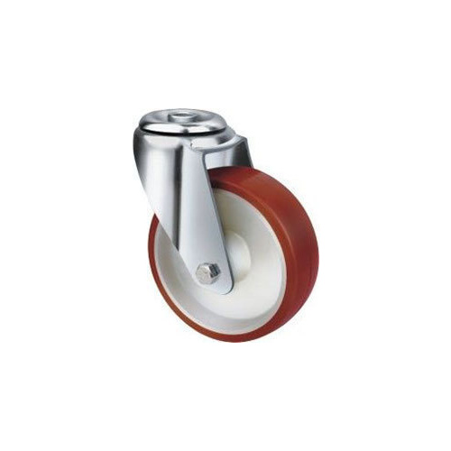 140kg Rated Urethane on Nylon Castor - 80mm - Bolt Hole