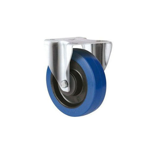 400kg Rated Blue Rubber Castor - 200mm - Fixed