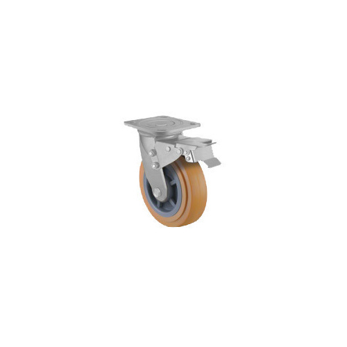 300kg Rated Urethane On Nylon Castor - 150mm -Swivel With Brake