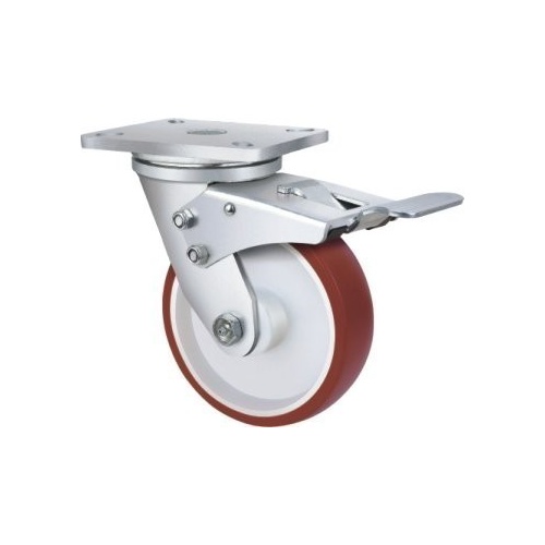 400kg Rated Urethane Castor - 160mm - Swivel Brake