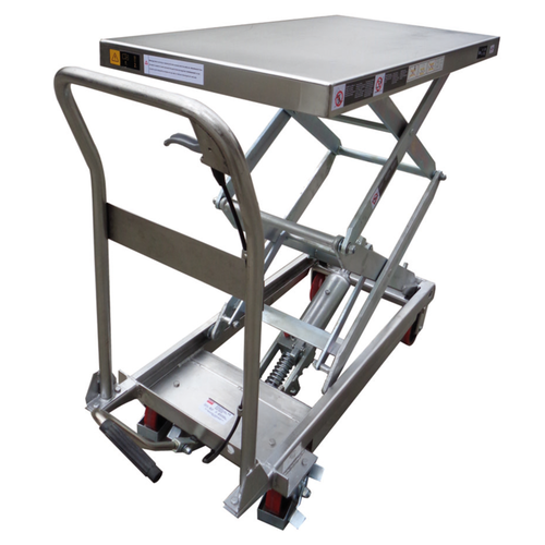100kg - Stainless Steel Top - Scissor Lift Table - Manual